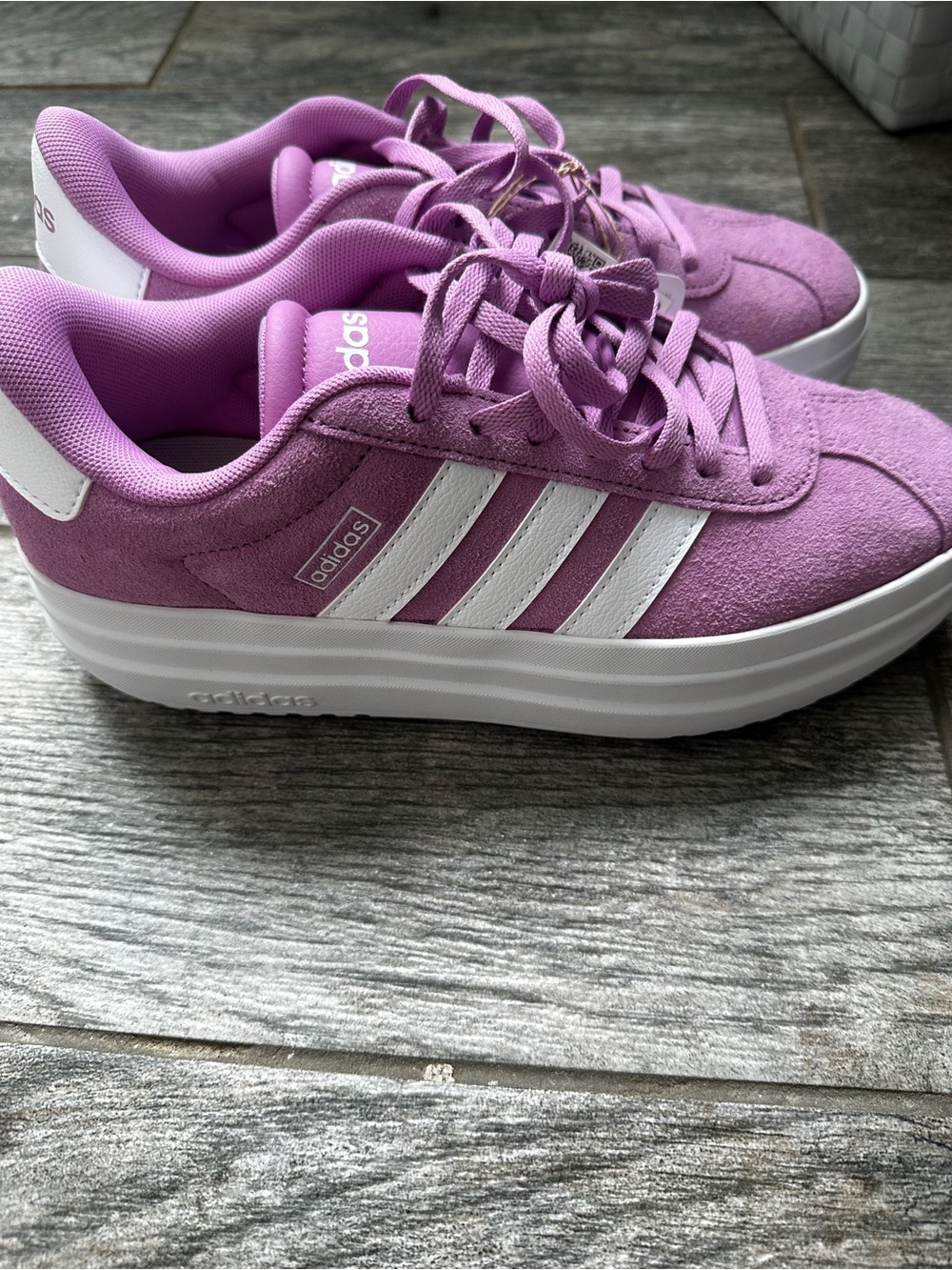 adidas Women's Violet Suede Sneakers with White Stripes